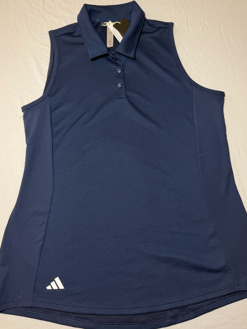 adidas NWT Women’s Golf Polo Sleeveless Blue L Breathable Recycled Polyester